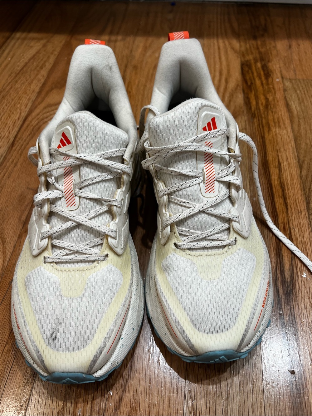adidas Women's Athletic Running Shoes in Off-White with Coral Accents